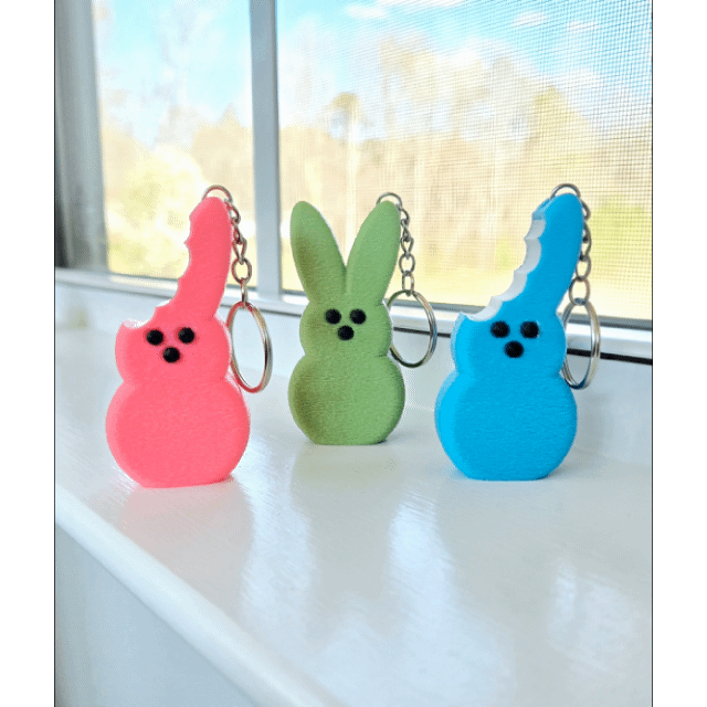 Bunny Peep Marshmallow Ear Bite Keychain
