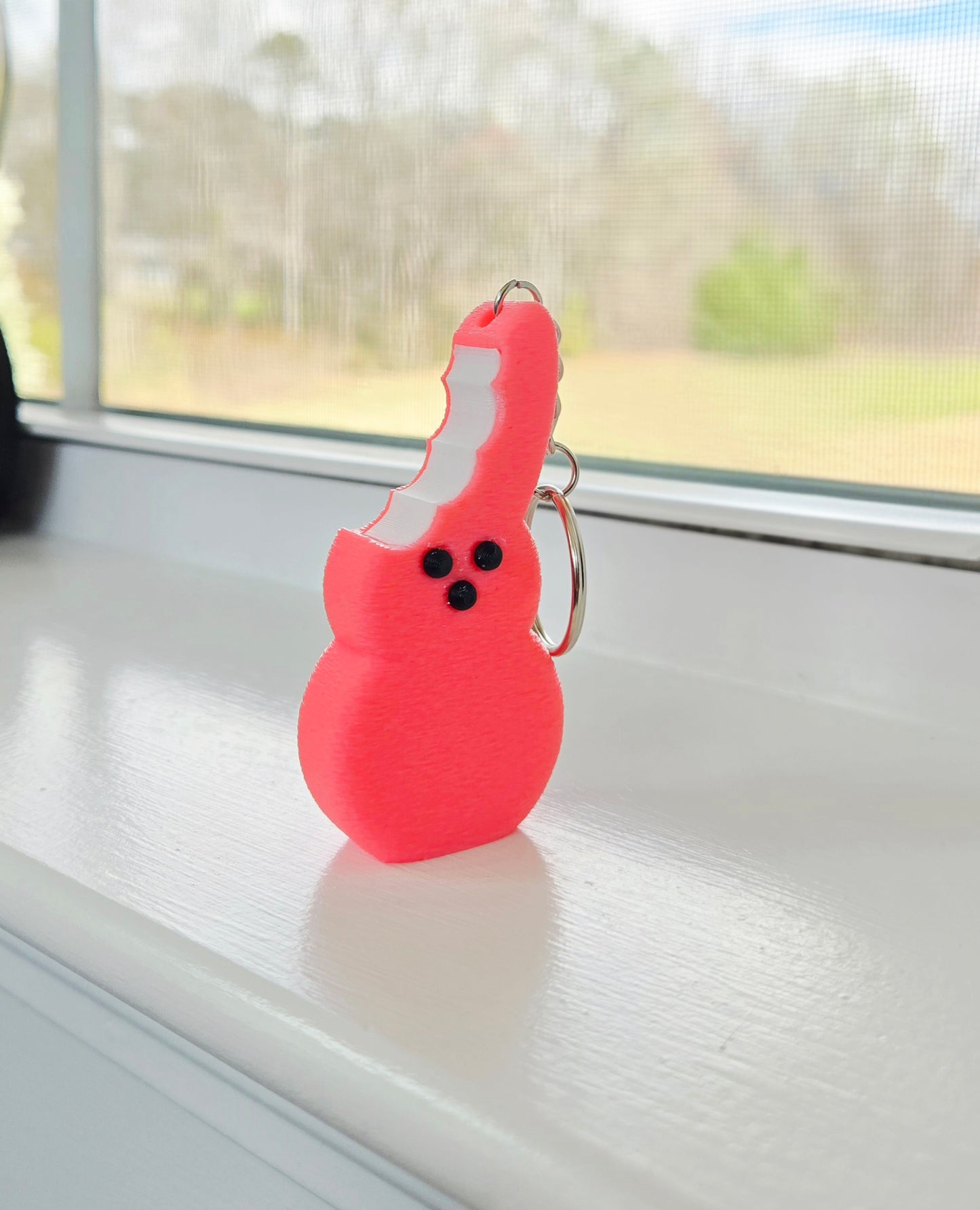 Bunny Peep Marshmallow Ear Bite Keychain