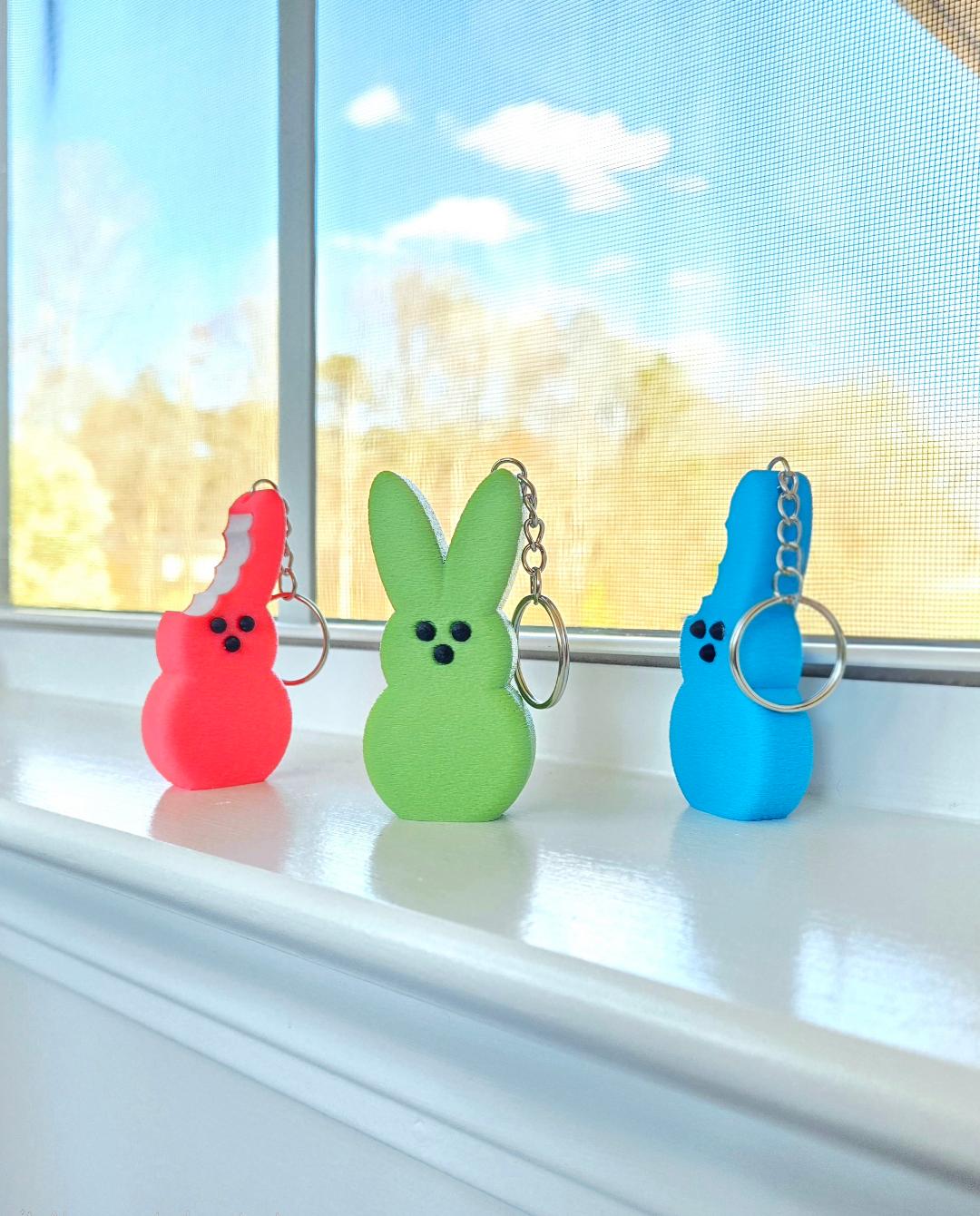 Bunny Peep Marshmallow Ear Bite Keychain